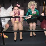 Lucas dressed as Hedwig with friends