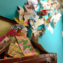 Some of the prints leaving the suitcase include the “Daily Prophet”, MACUSA pamphlets, and pumpkin juice advertisements.