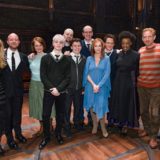 The New York City opening cast of “Harry Potter and the Cursed Child” poses with J.K. Rowling, producers Colin Callender and Sonia Friedman, writer Jack Thorne, and director John Tiffany.