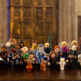 All the “Harry Potter” LEGO minifigures pose in front of the Great Hall doors at the Studio Tour.