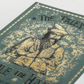 During Golden Week, papercraft workshops will show visitors how to perfect the art of gold foiling, as seen on this shimmering “The Tales of Beedle the Bard” print.