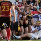 Harry Greenhouse right after catching the Snitch, during USA vs. Belgium