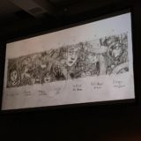 A finished sketch of Brian Selznick’s 20th-anniversary covers, laid out completely