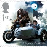 Stamps will also feature Hagrid’s enchanted motorcycle. It would be wise not to try kidnapping Harry from the sidecar; this motorcycle can literally spit fire!
