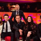 Eddie Redmayne and Jude Law pose for a group photo on “The Graham Norton Show”.