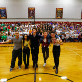 Cast members from “Fantastic Beasts: The Crimes of Grindelwald” celebrate Wizarding World Day at Parkside Middle School in Baileyton, AL.(Photo by Butch Dill/Getty Images)