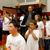 Jude Law from “Fantastic Beasts: The Crimes of Grindelwald” celebrates Wizarding World Day at Parkside Middle School in Baileyton, AL.  (Photo by Butch Dill/Getty Images)
