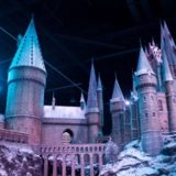 Another look at Hogwarts covered in snow, including the picturesque viaduct