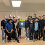 The cast and crew of “The Lightning Thief: The Percy Jackson Musical” pose for a press photo.