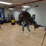 This minotaur costume is a large puppet designed especially for the scene when Percy fights the minotaur in the beginning of the show.