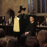 Draco waits to be Sorted into Slytherin House.