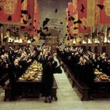 Hogwarts students celebrate the end of the House Cup championship.