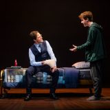 Albus Potter (Sean Rees-Wemyss) argues with his father, Harry (Gareth Reeves).