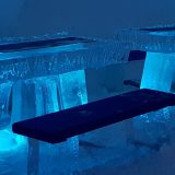 The Ice Bar’s decor includes ice tables and benches.