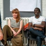 Suzie Toase and Abdul Salis during rehearsals for “Present Laughter”.