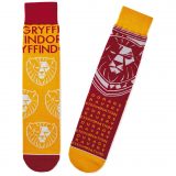 Harry Potter Gryffindor Crew Socks from Hallmark Gold Crown, showing Gryffindor House lion and attributes: courage, bravery, and determination