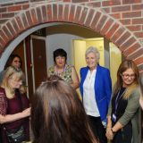 Dame Julie Walters chats with attendees of the opening of the new My Sister’s House center.