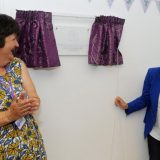 Dame Julie Walters laughs with My Sister’s House CEO Julie Budge.