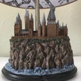 Harry Potter Hogwarts Lamp from The Bradford Exchange: far view of the details of one of the towers, including multiple windows and visible bricks