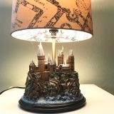 Harry Potter Hogwarts Lamp: When the main light is turned on, the Marauder’s Map design on the fabric lampshade is revealed