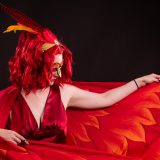 Fawkes shows off her wings.