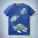 The Mini Boden Magical Transport T-shirt in blue features a fun design that includes three illustrations of Arthur Weasley’s flying Ford Anglia making its way through the sky. It retails at £20.