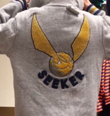 In addition to a “Harry Potter” logo on the front, this hoodie had a large embroidered Golden Snitch on the back.