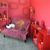 A miniature Gryffindor common room sits ready to welcome students during a Back to Hogwarts event at the University of Arizona.