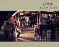 The concept art for Flourish and Blotts shows the winding staircase seen in “Harry Potter and the Chamber of Secrets”.