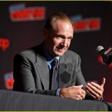 Ralph Fiennes speaks during “The King’s Man” panel at New York Comic Con.
