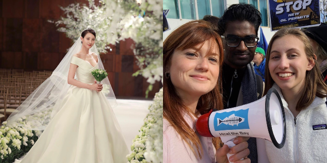 Wedding Photo of Claudia Kim and March Photo of Bonnie Wright