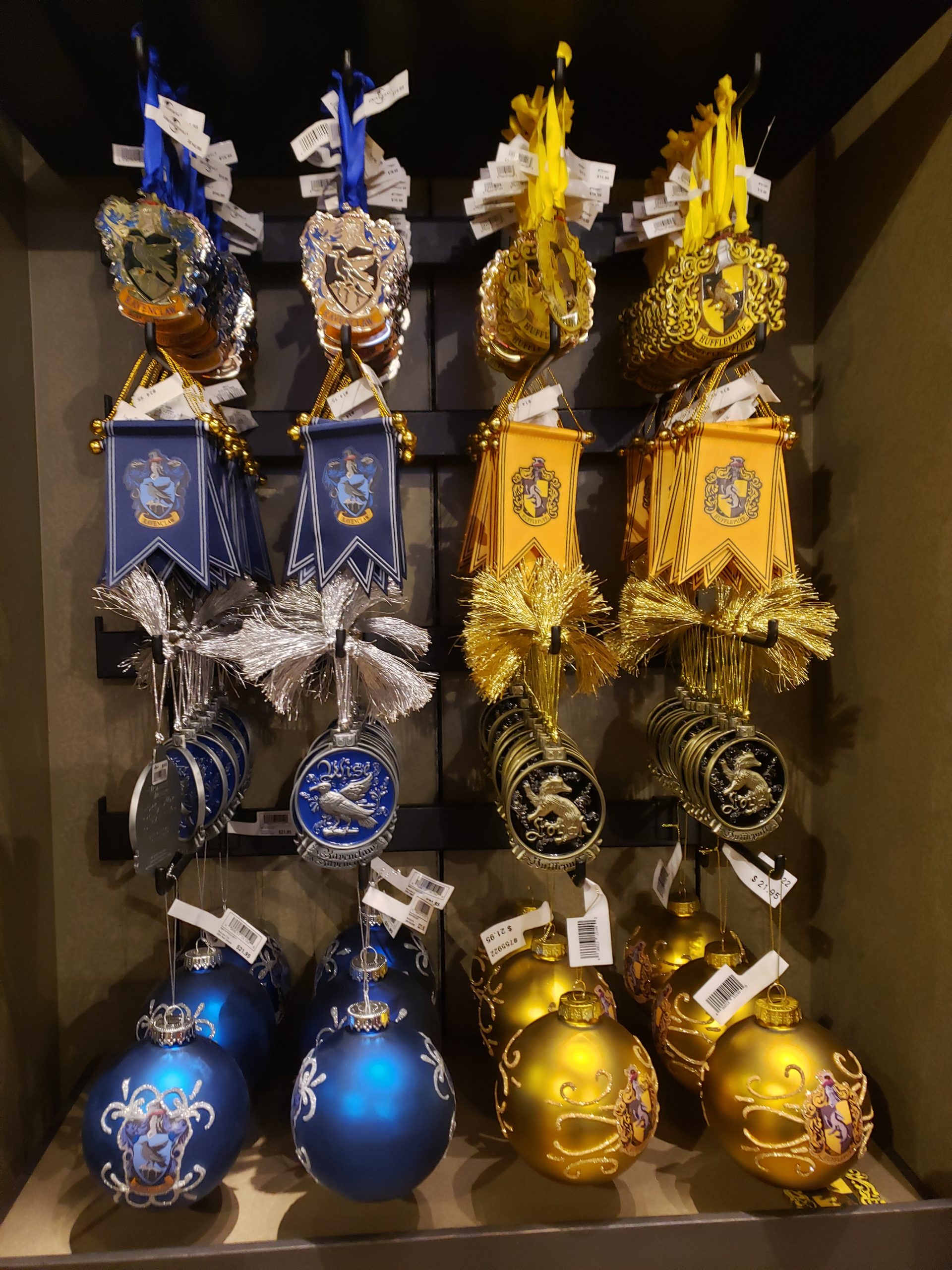 Hufflepuff and Ravenclaw ornaments