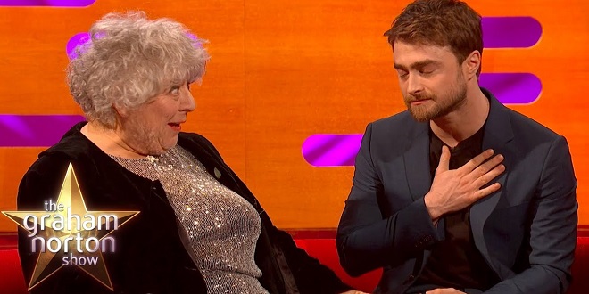 Daniel Radcliffe and Miriam Margolyes share the couch on "The Graham Norton Show".