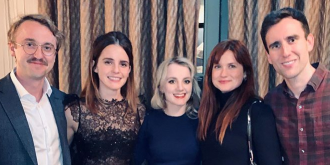 "Harry Potter" cast members at a Christmas party