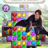 Harry Potter is seen flying across the screen on his broomstick in “Harry Potter: Puzzles & Spells”.