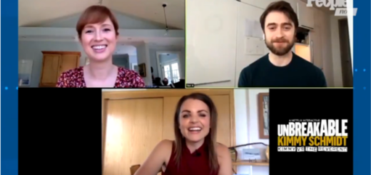 Actor Daniel Radcliffe (Harry Potter) appears with "Unbreakable Kimmy Schmidt: Kimmy vs. the Reverend" costar Ellie Kemper in an interview for "People Now".