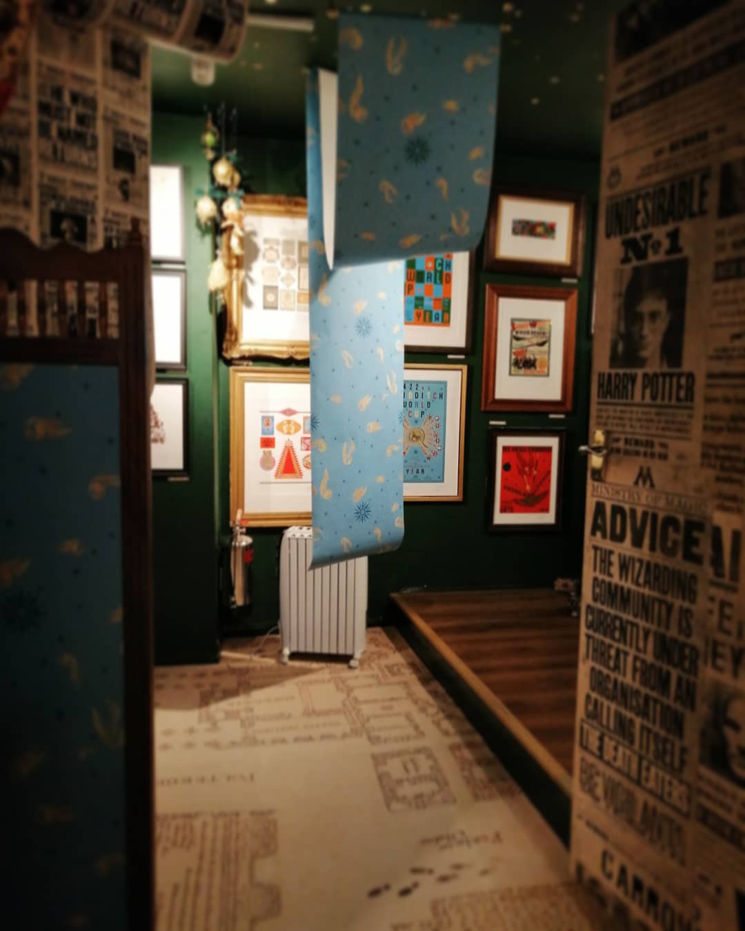 Although the space is tight in MinaLima’s gallery, there are designs and prints hanging everywhere.