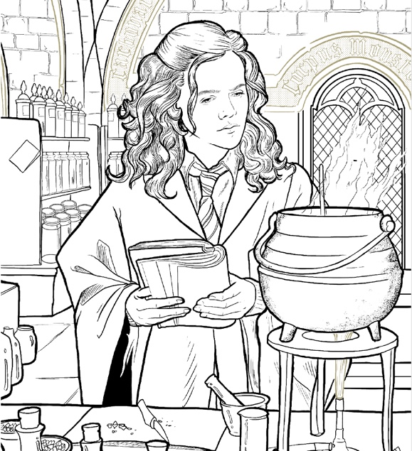“Harry Potter: Coloring Wizardry”, Hermione at her cauldron