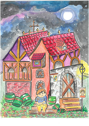 Pictured is an illustration for the United Kingdom edition of “The Ickabog” by Divyanshi, 8, of India.