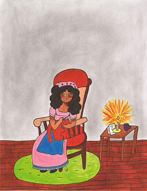 Pictured is an illustration for the United States edition of “The Ickabog” by Abiyana, 11, of Colorado.