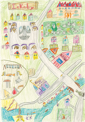 Pictured is an illustration for the United States edition of “The Ickabog” by Agata, 8, of California.