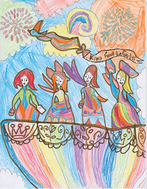 Pictured is an illustration for the United States edition of “The Ickabog” by Annika, 8, of the District of Columbia.