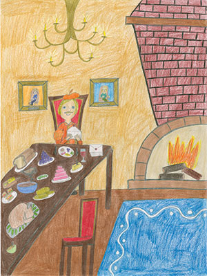 Pictured is an illustration for the United States edition of “The Ickabog” by Emily, 12, of Ontario, Canada.
