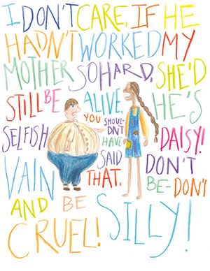 Pictured is an illustration for the United States edition of “The Ickabog” by Katie, 12, of Massachusetts.