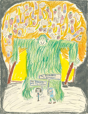 Pictured is an illustration for the United States edition of “The Ickabog” by Lucy, 9, of New York.