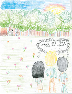 Pictured is an illustration for the United States edition of “The Ickabog” by Madeline, 12, of Texas.