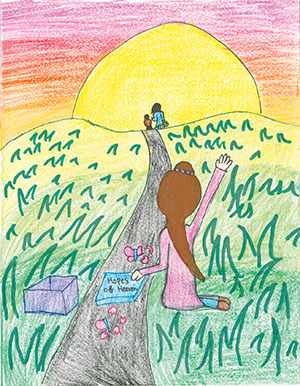 Pictured is an illustration for the United States edition of “The Ickabog” by Petra, 9, of Virginia.