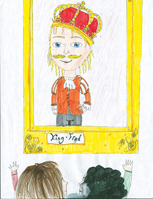 Pictured is an illustration for the United States edition of “The Ickabog” by Sarah, 11, of Alberta, Canada.