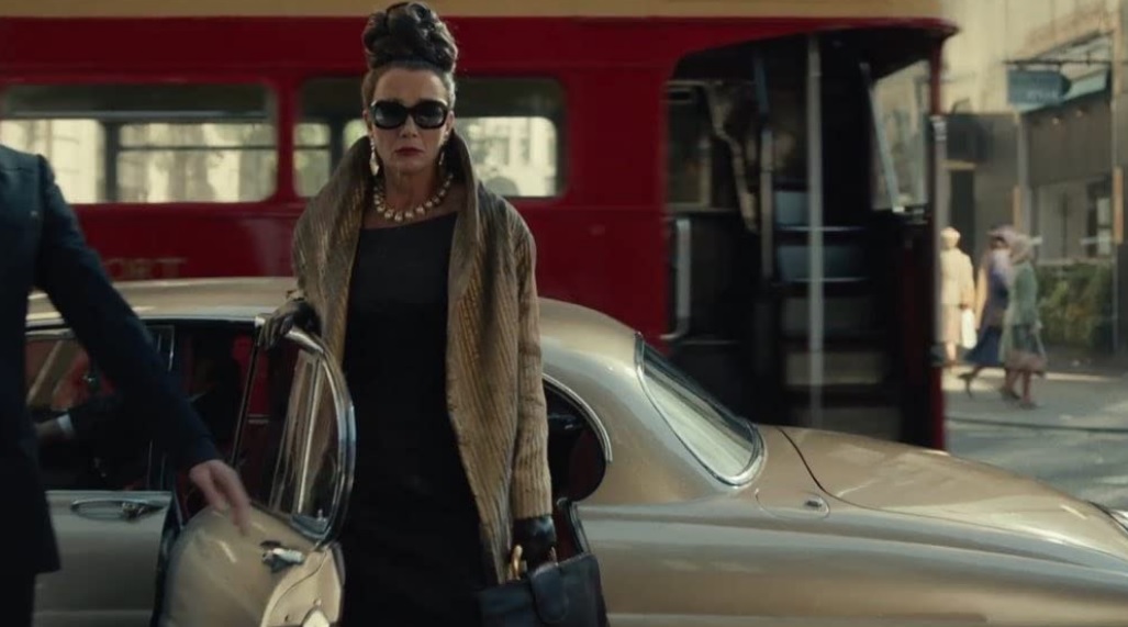 Dame Emma Thompson looks as if she’s on her way to look for cute animals to run over. (Credit: Disney)