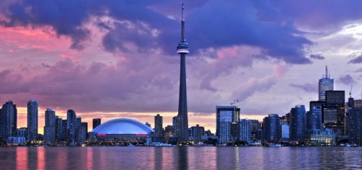 The city skyline of Toronto in Ontario, Canada